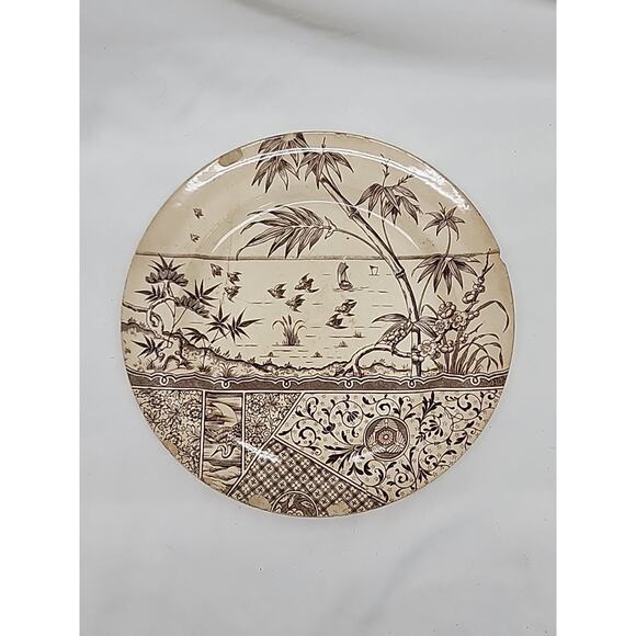 2 Vintage Melbourne Mayers G&W Brown Transfer Ware Plate 8" Inch Plates Antique - Picture 2 of 7